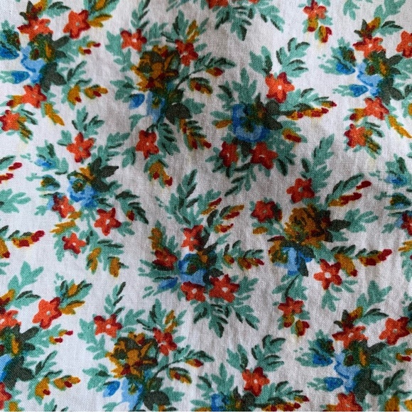 Doen Claudette Cotton Voile Ruffle Long Sleeve Blouse Top Crème Fleurs D’avignon - Picture 11 of 13